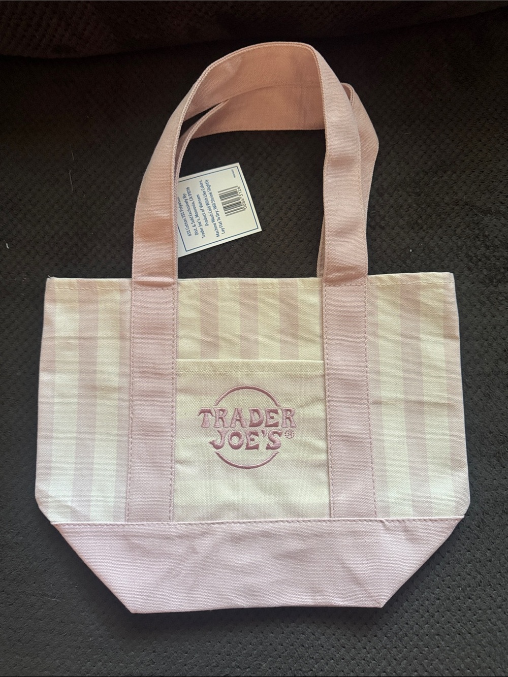 Trader Joe’s Pink Striped Canvas Tote Bag